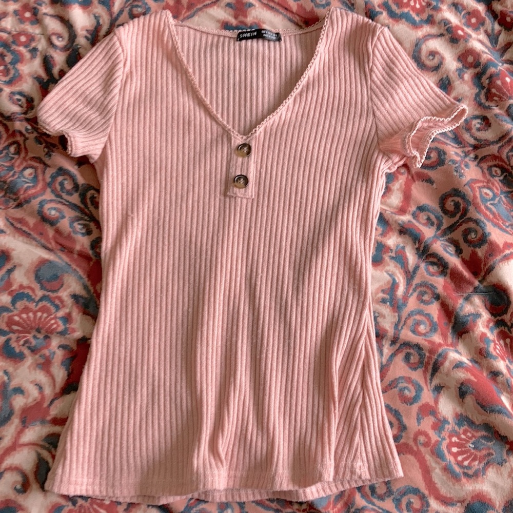 Salmon pink/ peach colored shirt from SHEIN. Never worn, size 4